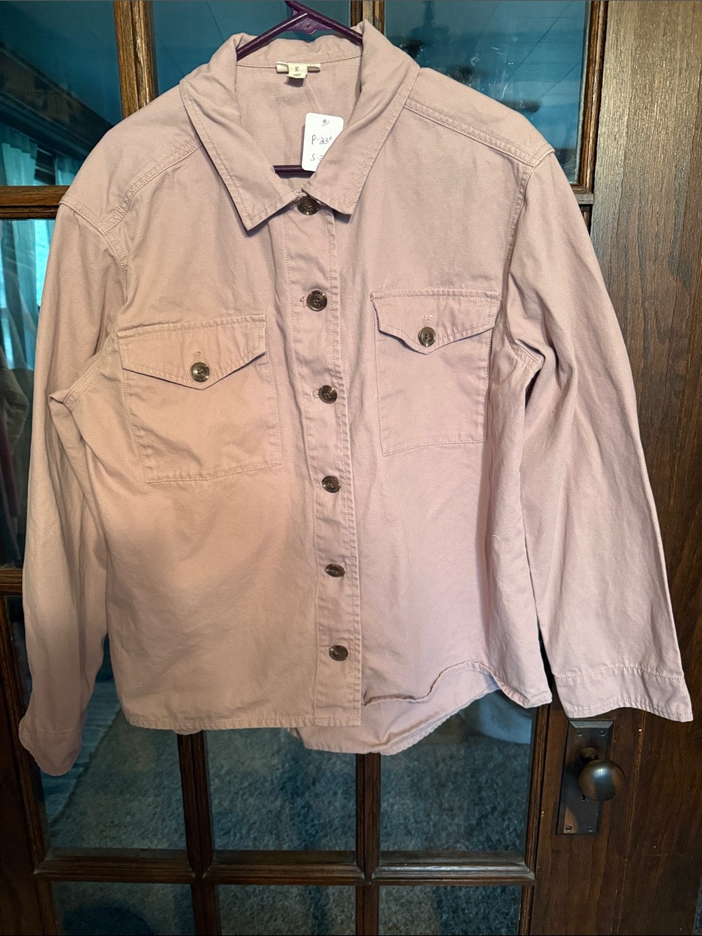 a.n.a Mauve Button-Front Utility Jean Jacket